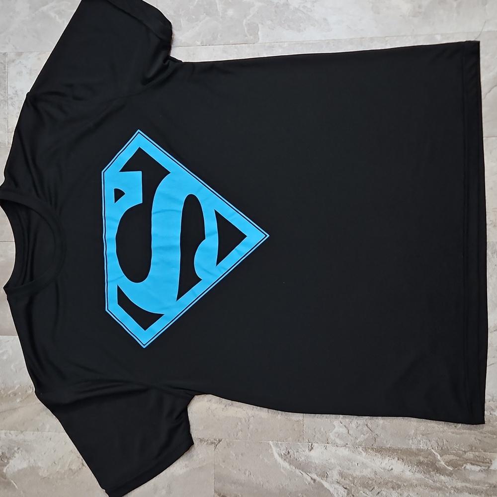 Black T-Shirt with Blue Superman Logo